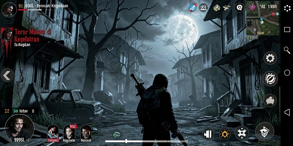 Screenshot gameplay 99SL menampilkan suasana mencekam dalam dunia horror.