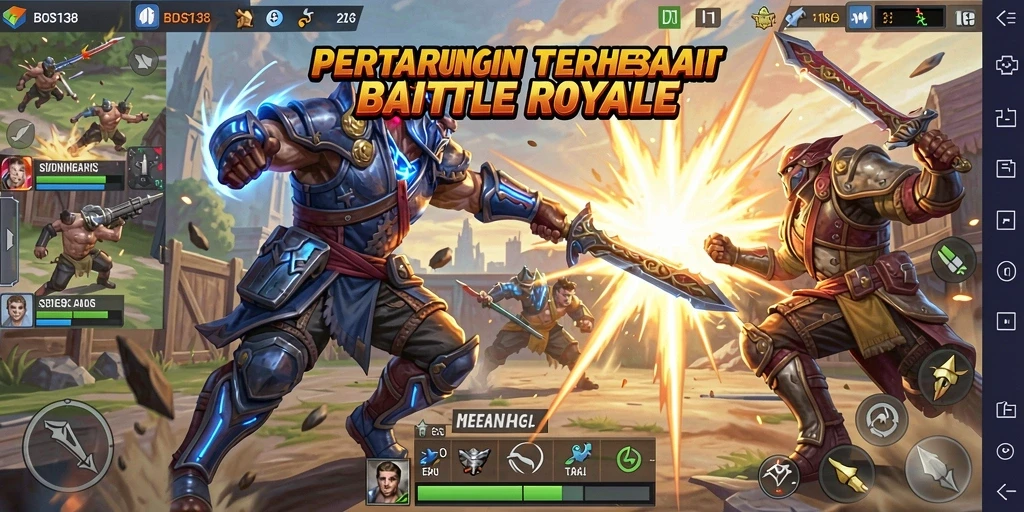 Screenshot gameplay BOS138 yang mendebarkan di arena Battle Royale.