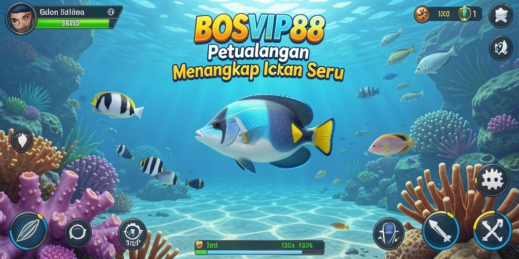 Screenshot gameplay BOSVIP88 menampilkan serunya mengumpulkan ikan besar.