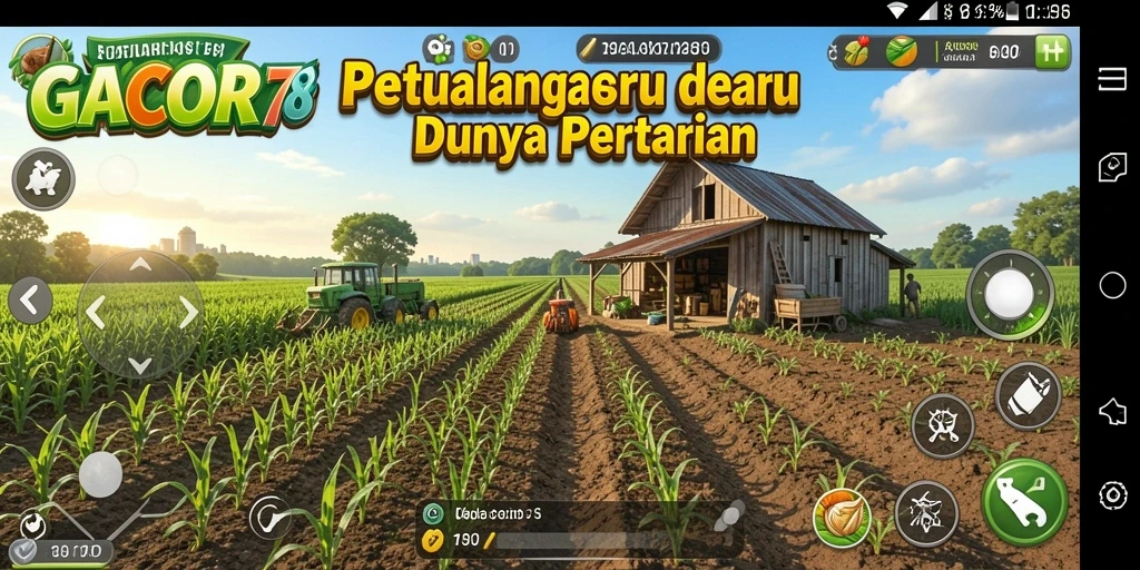 Tampilan gameplay GACOR78 yang menampilkan aktivitas bertani yang seru.