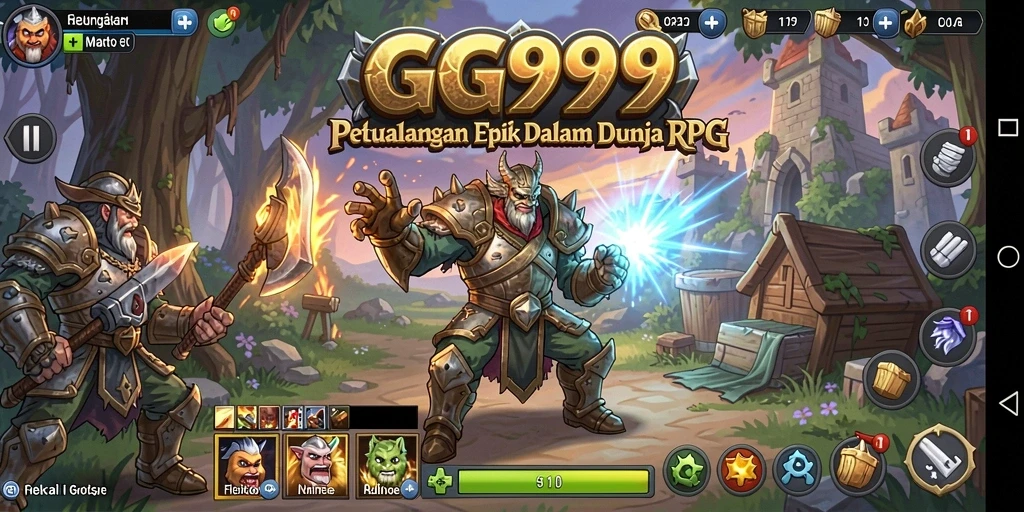 Screenshot gameplay menampilkan pertempuran seru dalam dunia RPG GG999.