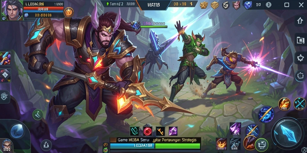 Tangkapan layar gameplay <strong>LEDANG188</strong> menampilkan pertarungan tim yang seru dan karakter yang beragam.