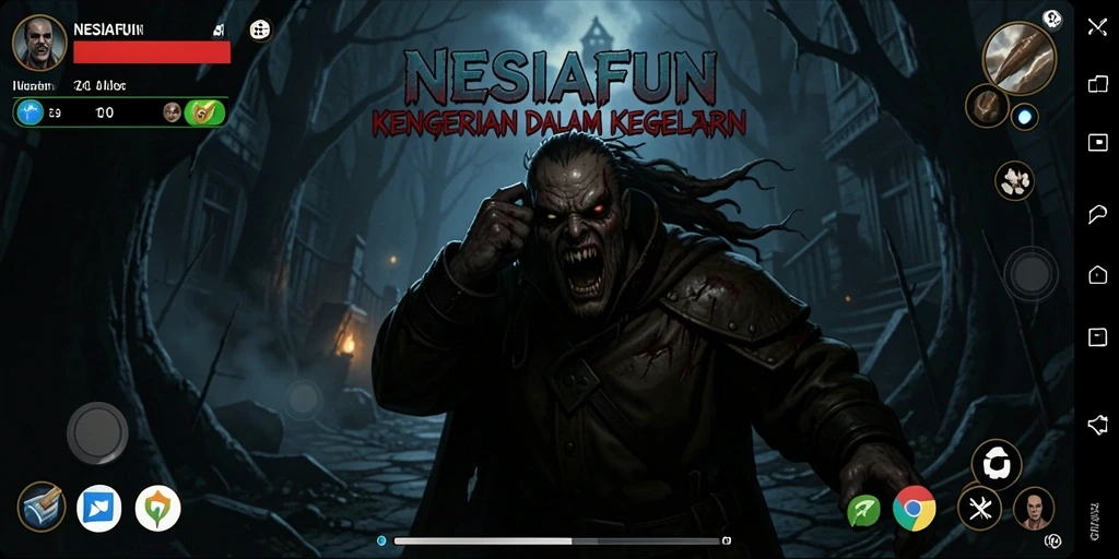 Screenshot menunjukkan aksi menegangkan dalam nuansa horror yang mencekam.