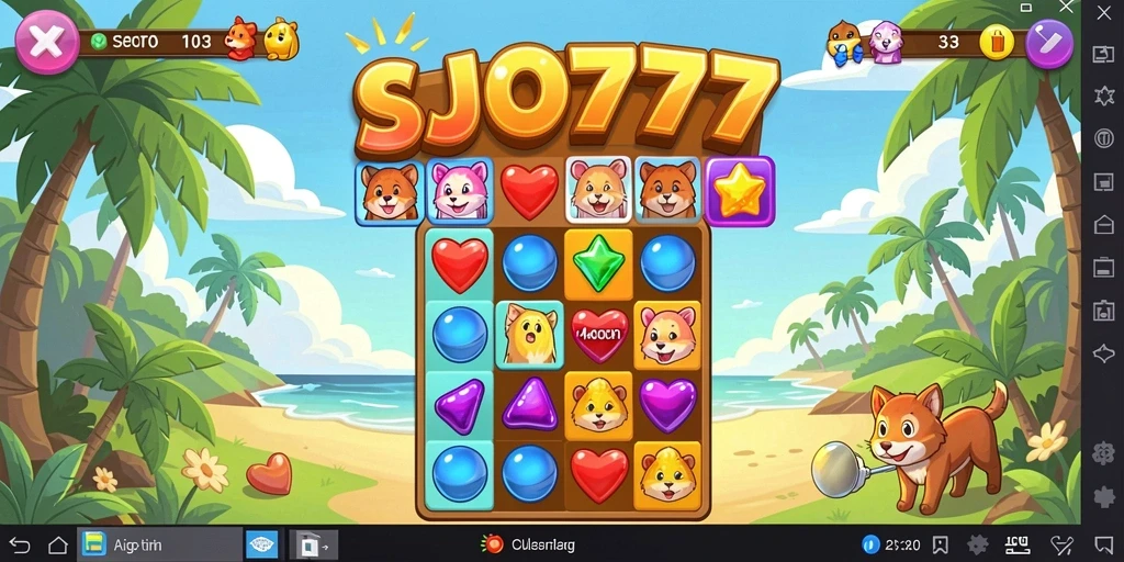 Tampilan gameplay SJO777 yang penuh warna dan menantang.