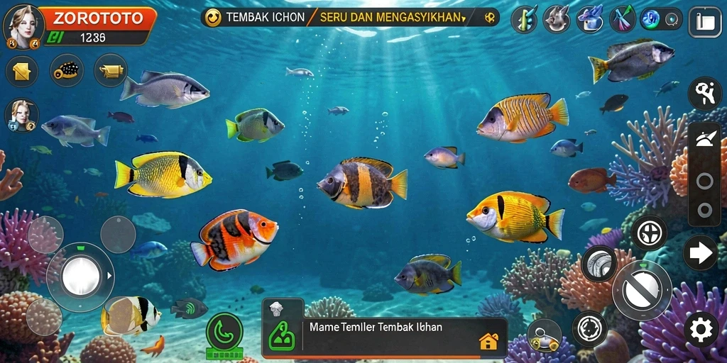 Tangkapan layar menunjukkan gameplay seru Tembak Ikan di ZOROTOTO.